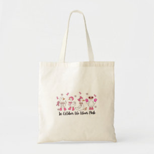 Bolsa Tote Em outubro, Vestimos o Design rosa-🎀-🦆-💗
