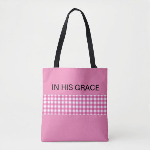 Bolsa Tote Em Sua Graça, Rosa & Gingham, Xadrez Cristã