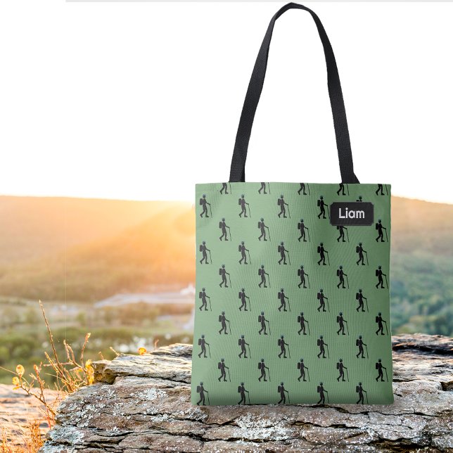 Bolsa Tote Em um Hike - Motif Rambler com nome próprio / inic (Criador carregado)