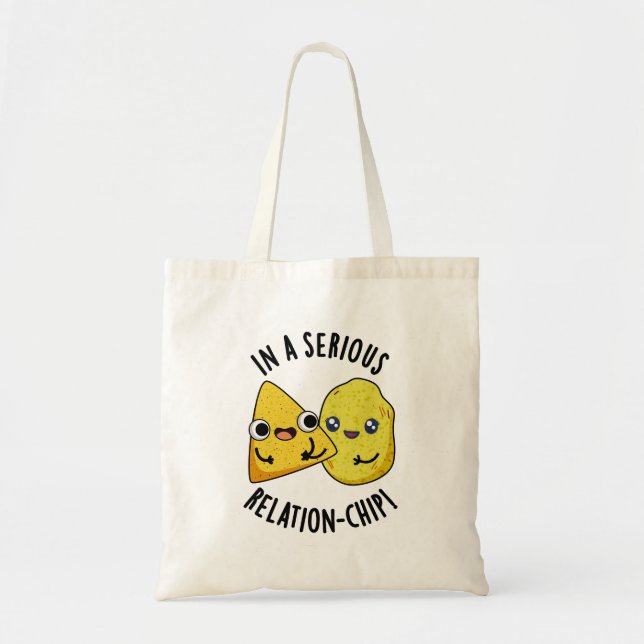 Bolsa Tote Em Uma Relação Séria-chip Piada de Comida Divertid (Frente)