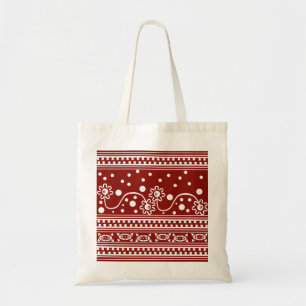 Bolsa Tote Emaranhado asteca do Zipper no vermelho do tomate