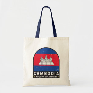 Bolsa Tote Emblema de bandeira do Camboja: Vintagem em Desvio