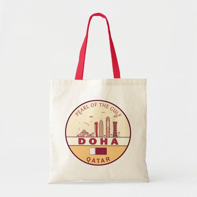 Bolsa Tote Emblema de Skyline Cidade do Qatar de Doha (Frente)
