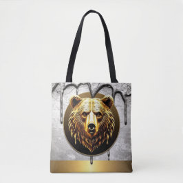 Bolsa Tote Emblema de Urso Dourado em Metal Luxuoso 🐻