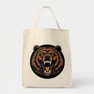 Bolsa Tote Emblema do Urso Rugindo Poderoso