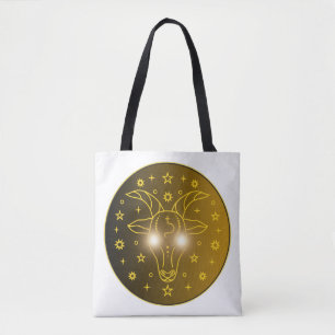 Bolsa Tote Emblema do Zodíaco de Capricórnio Símbolo Celest