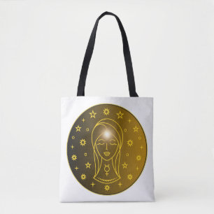 Bolsa Tote Emblema do Zodíaco de Virgem Símbolo Celestial M