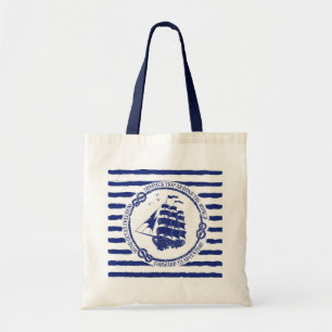Bolsa Tote Emblema náutico com navio de navigação