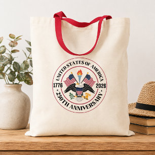 Bolsa Tote Emblema Patriótico da Águia do 250º Aniversário do