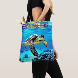 Bolsa Tote Embraço do Oceano: Viagem da Tartaruga do Mar