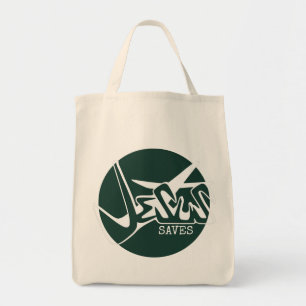 Bolsa Tote Emerald Green Jesus salva Grafite