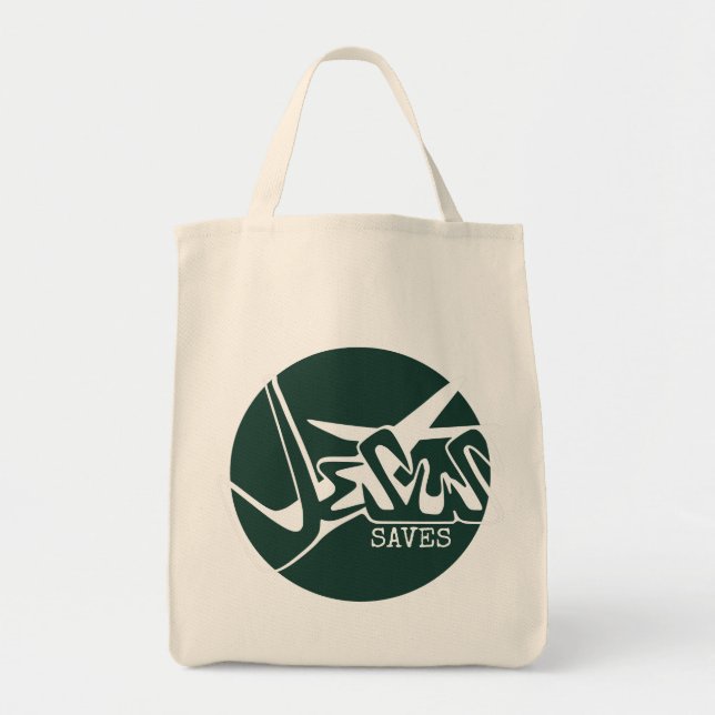 Bolsa Tote Emerald Green Jesus salva Grafite (Frente)