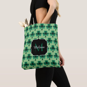 Bolsa Tote Emerald Green Sparkle Shamrock Rua Patrick Monogra
