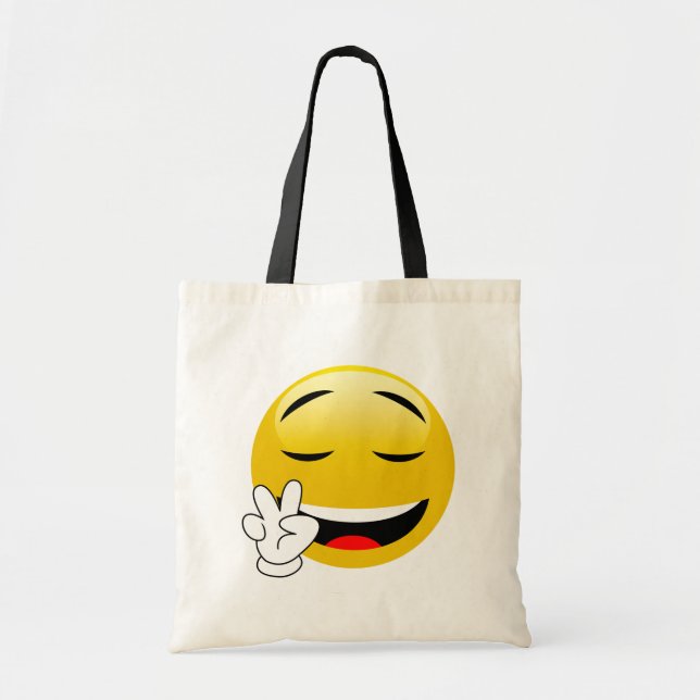 Bolsa Tote Emoji com mãos do sinal de paz (Frente)