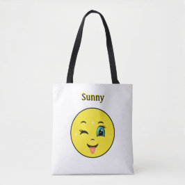 Bolsa Tote Emoji de Rosto Feliz Piscando