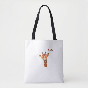 Bolsa Tote emoji feliz amor olhos girafa
