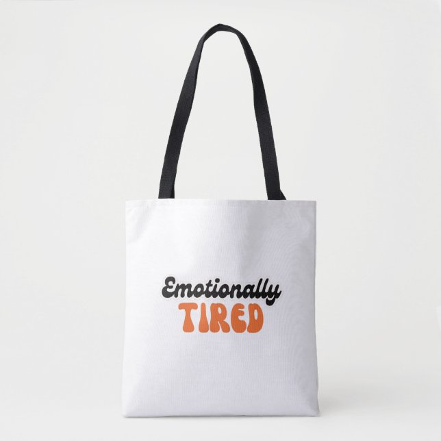 Bolsa Tote Emotionally Tired Retro Bubble Text Design (Frente)