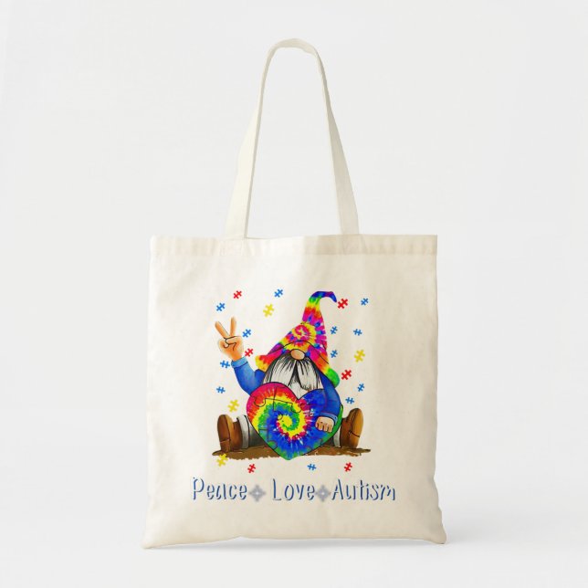 Bolsa Tote Encerramento da string de desenhoAutismo de paz Gn (Frente)