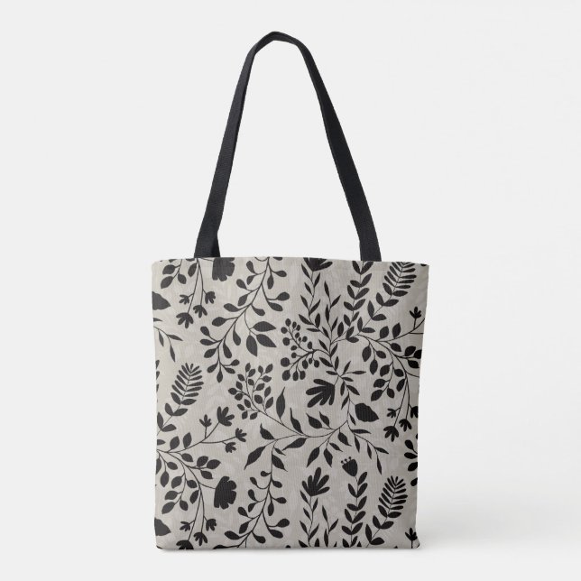 Bolsa Tote Enchanted Foliage Pretty Floral Garden Pattern (Verso)