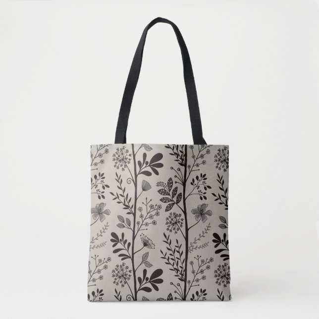 Bolsa Tote Enchanted Vertical Garden Reverie XL black beige (Frente)