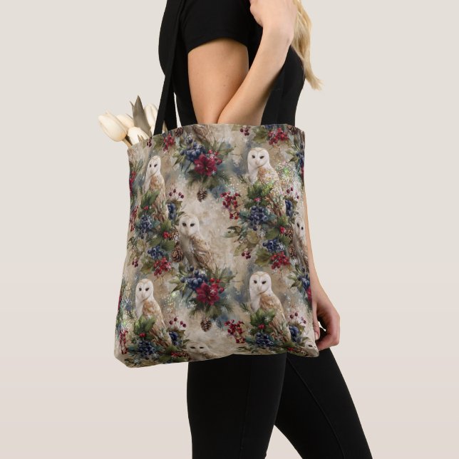 Bolsa Tote Enchanting Floral Owl (Close Up)