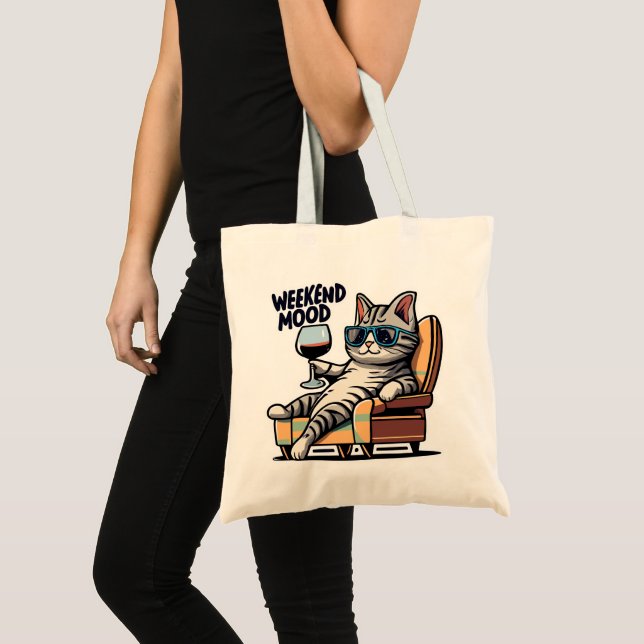 Bolsa Tote Enchimento de Gato de Humor no Fim de Semana (Frente (produto))