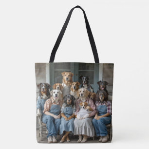 Bolsa Tote Encontro Familiar de Cães no Alpendre da Fazenda