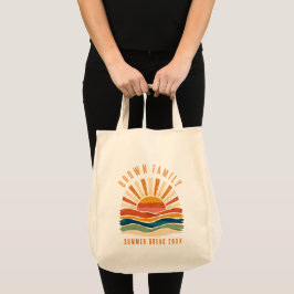 Bolsa Tote Encontro Familiar Praia do Pôr do Sol de Verão