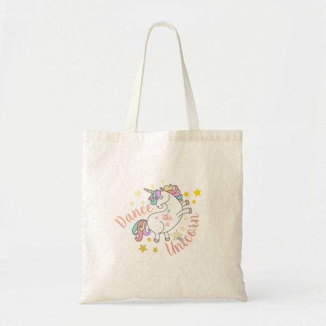Bolsa Tote Encorajamento de Unicórnio Fofo (Frente)