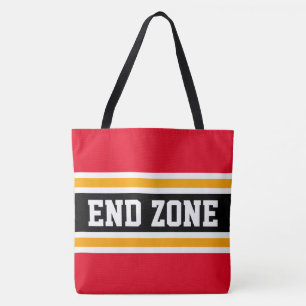 Bolsa Tote END ZONE Esportivo Vermelho Laranja Preto Listras