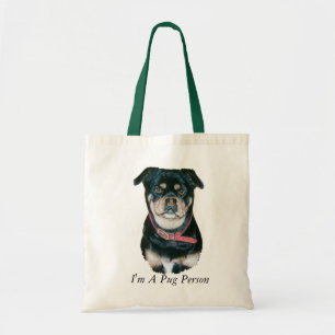 Bolsa Tote enegreça e tan o retrato do cão com pug do sloga