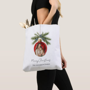 Bolsa Tote Enfeite de Natal em Aquarela Elegante para Foto de