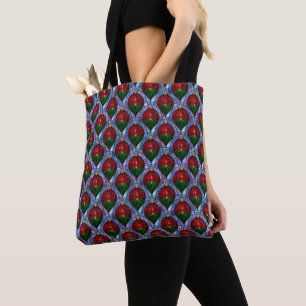 Bolsa Tote Enfeite de Natal Vermelho Verde Azul Vidro Fosco 