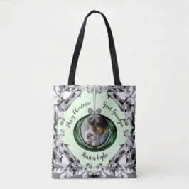 Bolsa Tote Enfeites de natal de presentes de fotos em script 