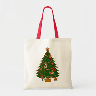 Bolsa Tote Enfeites de Natal em Personagens de Arte Cloisonne