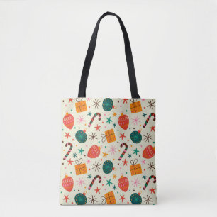 Bolsa Tote Enfeites de natal retroativo e padrão de presentes