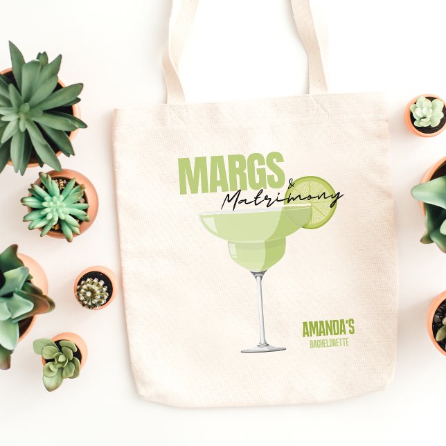 Bolsa Tote Enfeites para Despedida de Solteira Margs & Matrim (Magrs & Matrimony Bachelorette Favors Tote Bag)