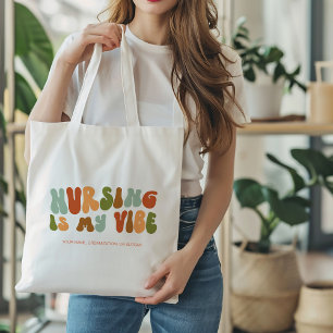 Bolsa Tote Enfermagem com Groovy Retro é minha vibe, enfermei