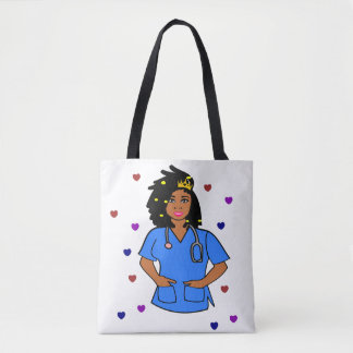Bolsa Tote Enfermeira afro-doadora afro-menina