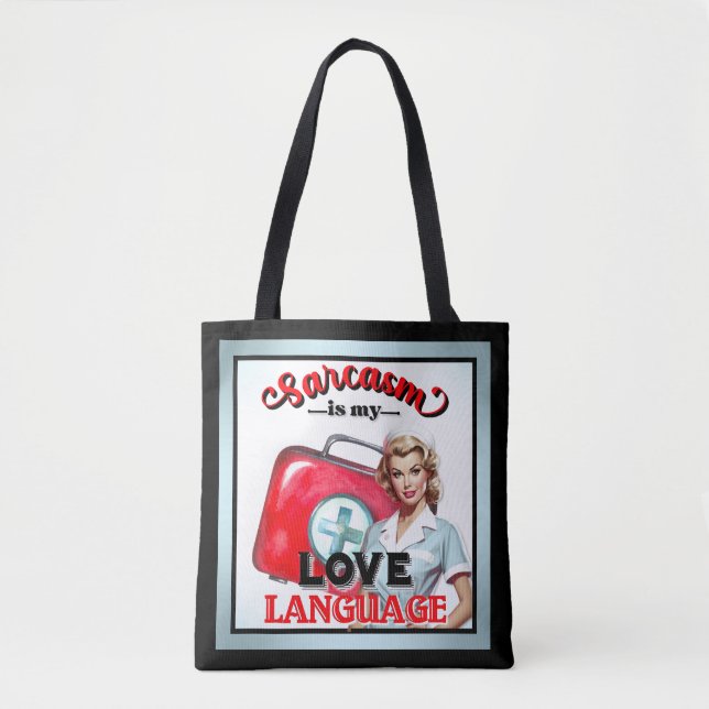 Bolsa Tote Enfermeira Cuja Linguagem Pinup_ Love (Frente)