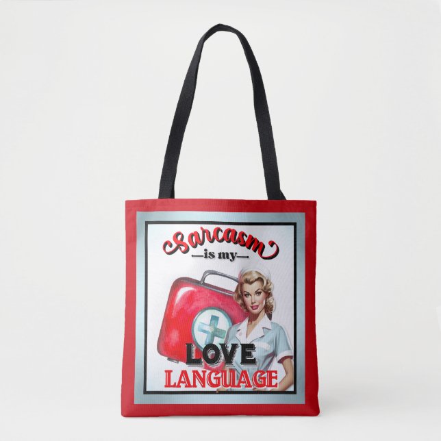Bolsa Tote Enfermeira Cuja Linguagem Pinup_ Love (Frente)