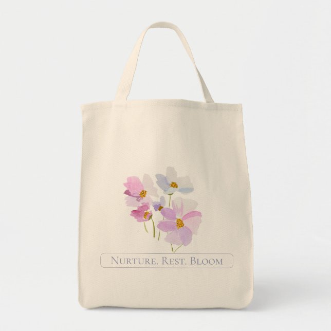 Bolsa Tote Enfermeira. Descanse. Bloom Buquê Roxo (Frente)
