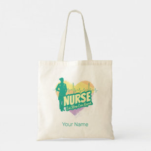 Bolsa Tote Enfermeira Design Vintage com Motivo de Batimento 