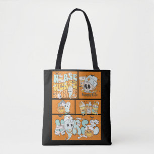 Bolsa Tote Enfermeira divertida Halloween Azulejo Laranja Cam