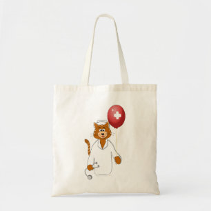 Bolsa Tote Enfermeira do gato dos desenhos animados com balã
