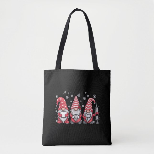 Bolsa Tote Enfermeira Gnomos de Natal Cute Xmas Scrub (Frente)
