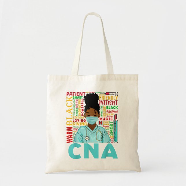 Bolsa Tote Enfermeira negra forte CNA afro-melanina afro-amer (Frente)