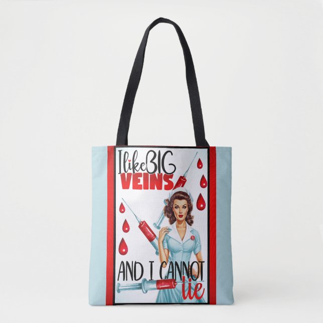 Bolsa Tote Enfermeira Nostálgica Bonita Eu Gosto De Veias Gra (Frente)