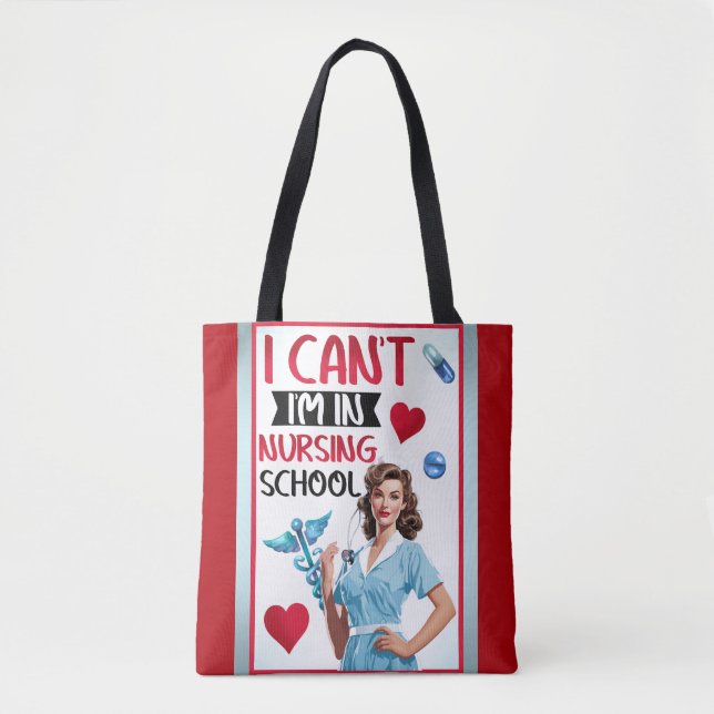 Bolsa Tote Enfermeira Nostálgica Bonita Se Aproxima Na Enferm (Frente)
