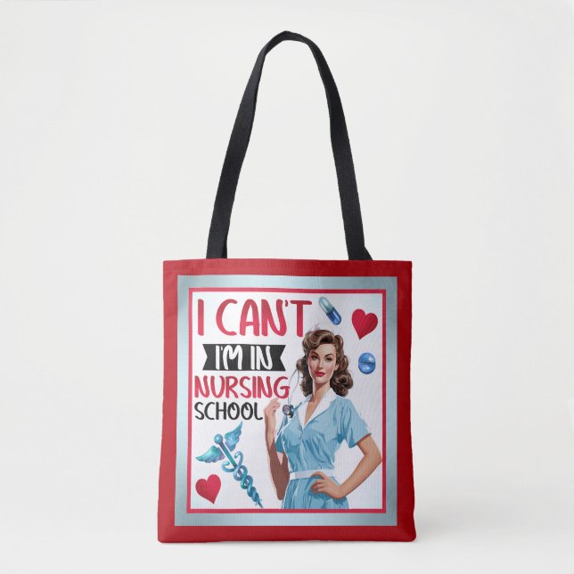 Bolsa Tote Enfermeira Nostálgica Bonita Se Aproxima Na Enferm (Frente)